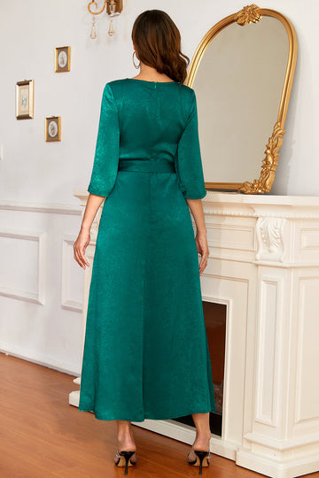 Robe de mère de la mariée vert émeraude avec appliques